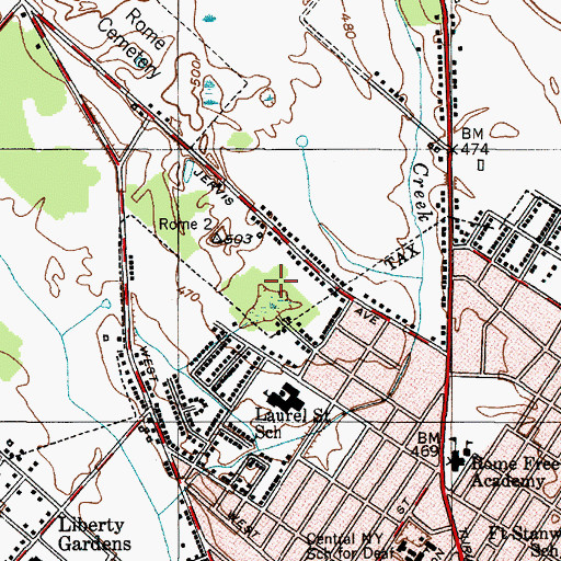 Topographic Map of Denti Elementary School, NY