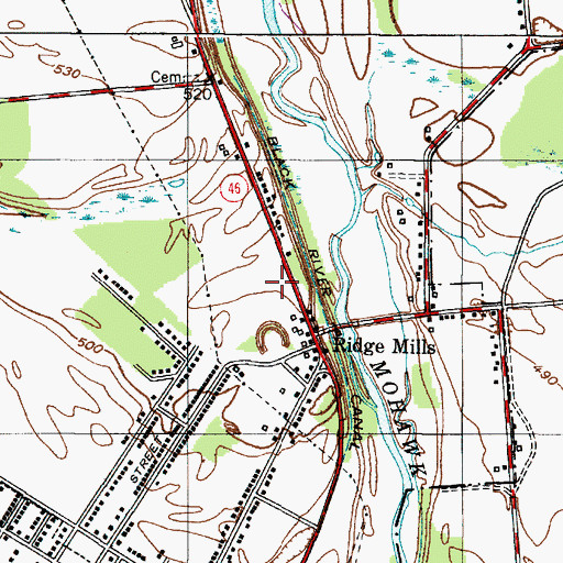 Topographic Map of Ridge Mills Elementary School, NY