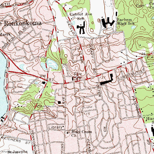 Topographic Map of Ronkonkoma Fire Station, NY