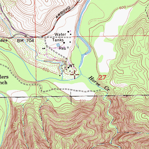 Topographic Map of Horse Creek, CA