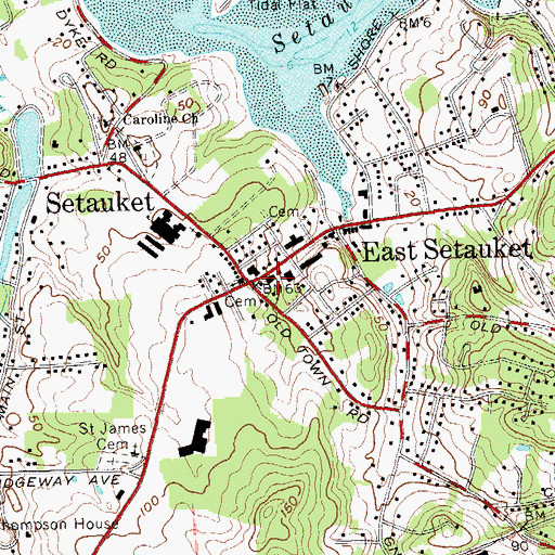 Topographic Map of Setauket Fire Station, NY