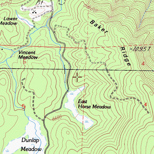 Topographic Map of Horse Meadow, CA