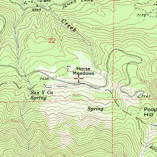 Topographic Map of Horse Meadows, CA