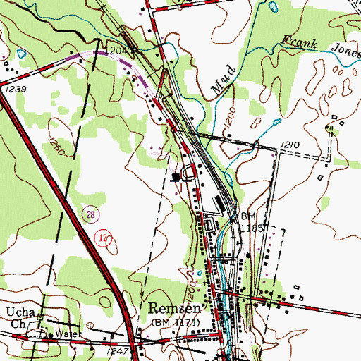 Topographic Map of Remsen Junior-Senior High School, NY