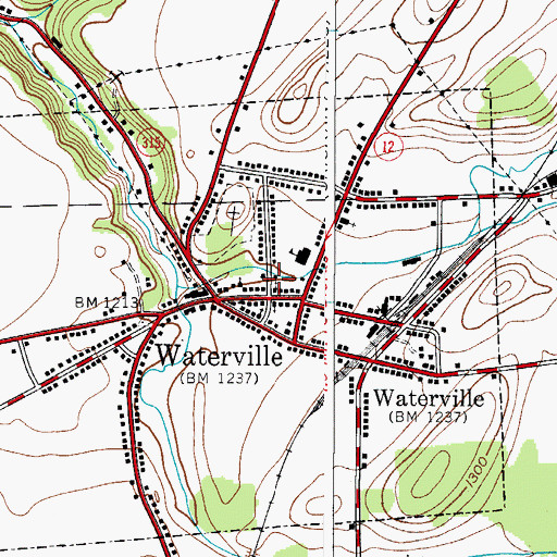 Topographic Map of Waterville Baptist Church, NY