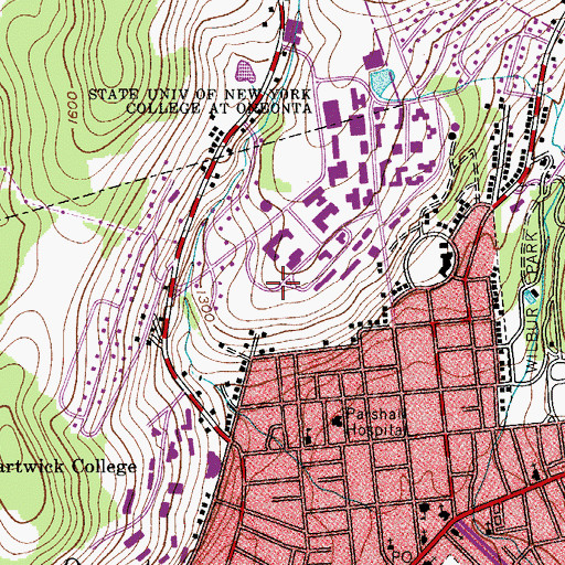 Topographic Map of Higgins Hall, NY