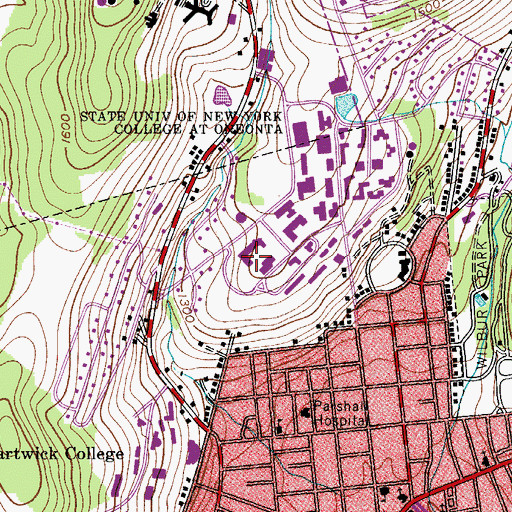 Topographic Map of Hulbert Hall, NY