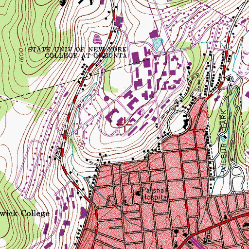 Topographic Map of Alumni Hall, NY