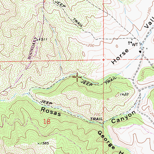 Topographic Map of Horse Valley, CA
