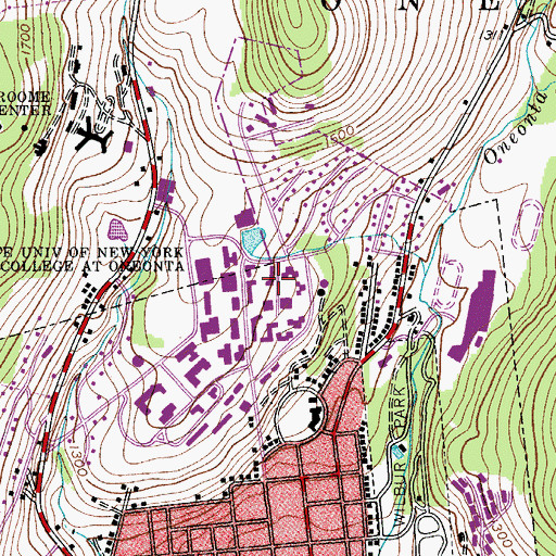 Topographic Map of Huntington Hall, NY