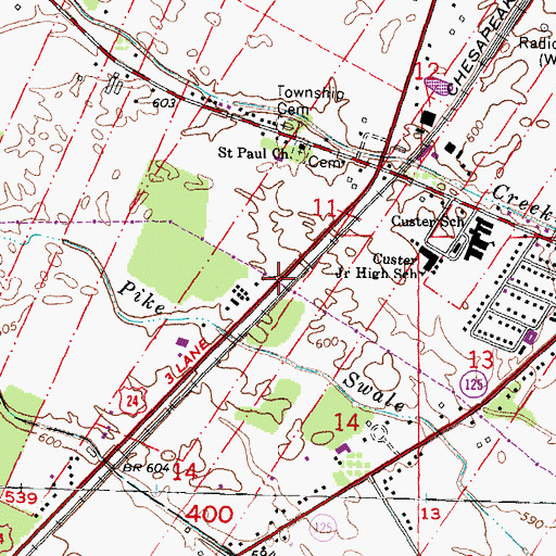 Topographic Map of Monroe Christian Church, MI