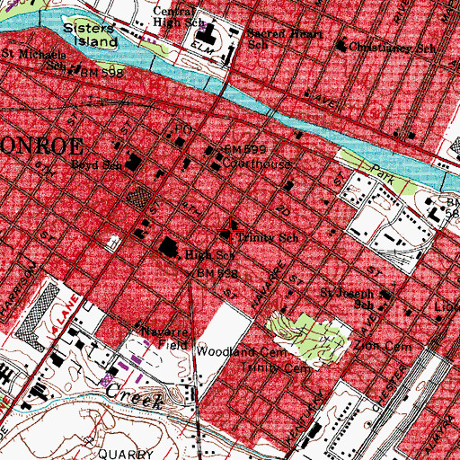Topographic Map of Trinity Lutheran Church, MI