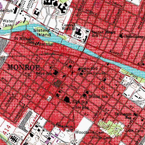 Topographic Map of Saint Paul's United Methodist Church, MI