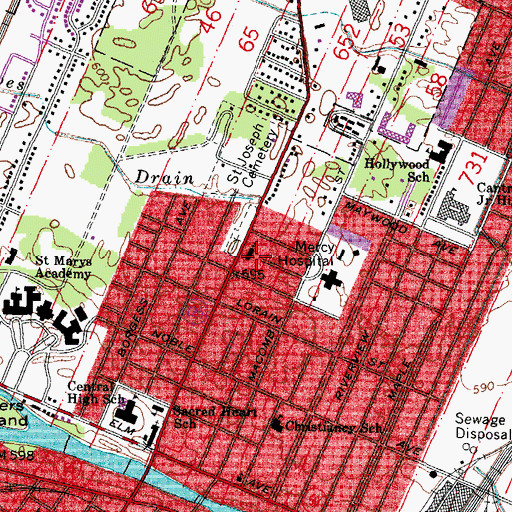 Topographic Map of Grace Lutheran Church, MI