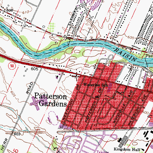 Topographic Map of First Church of God, MI