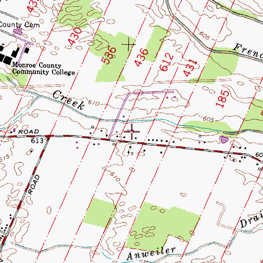 Topographic Map of Monroe Free Methodist Church, MI