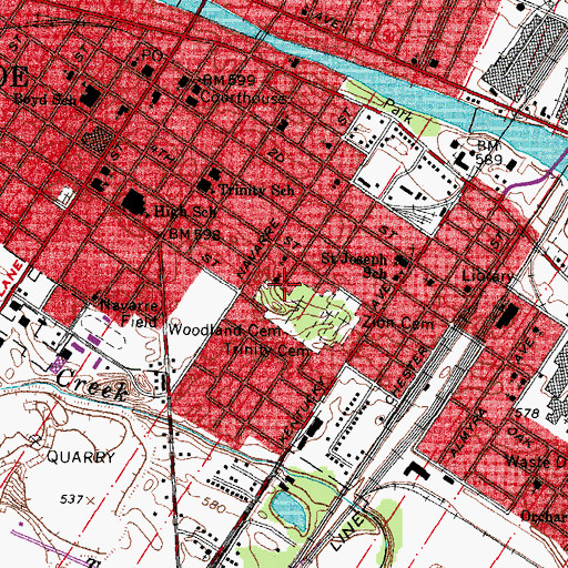 Topographic Map of First Wesleyan Church, MI