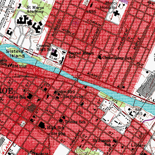 Topographic Map of First Church of Christ Scientist, MI