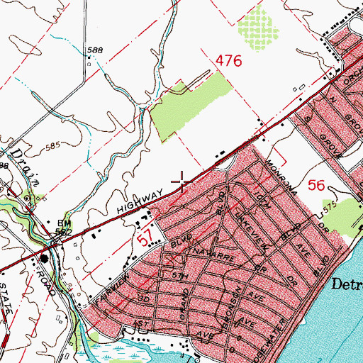 Topographic Map of Saint Anne's Church, MI