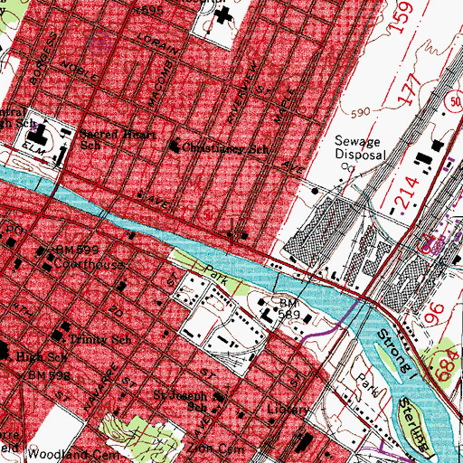 Topographic Map of Elm Street Chapel, MI