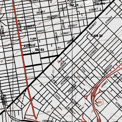 Topographic Map of San Francisco Federal Building, CA
