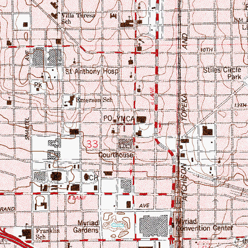 Topographic Map of Alfred P. Murrah Federal Building (historical), OK