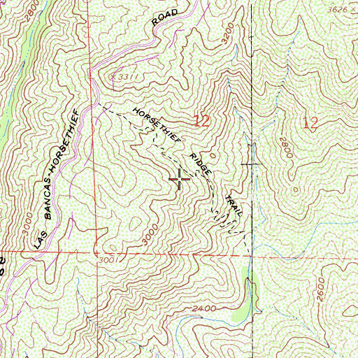 Topographic Map of Horsethief Ridge Trail, CA