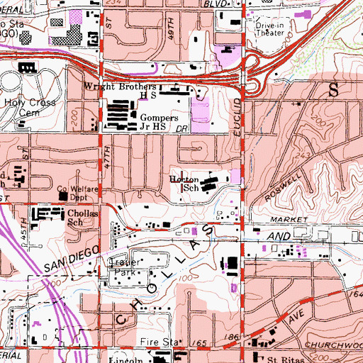 Topographic Map of Horton Elementary School, CA