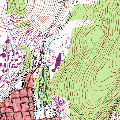 Topographic Map of Oneonta Senior High School, NY
