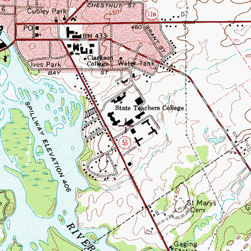 Topographic Map of Brainerd Hall, NY