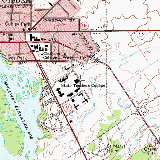 Topographic Map of Merritt Hall, NY