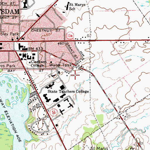 Topographic Map of Schuette Hall, NY
