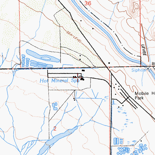 Topographic Map of Hot Mineral Spa, CA