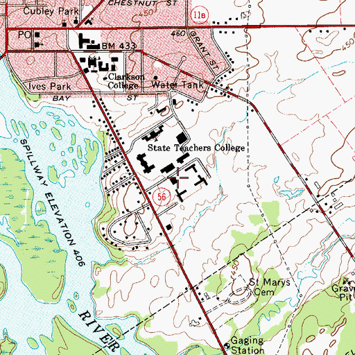 Topographic Map of Thatcher Hall, NY