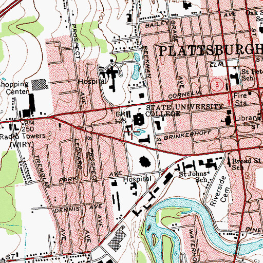 Topographic Map of Ward Hall, NY