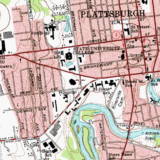 Topographic Map of Kehoe Administration Building, NY