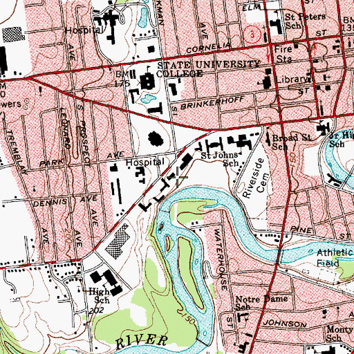 Topographic Map of Saranac Hall, NY