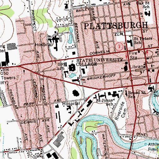 Topographic Map of Hudson Hall, NY