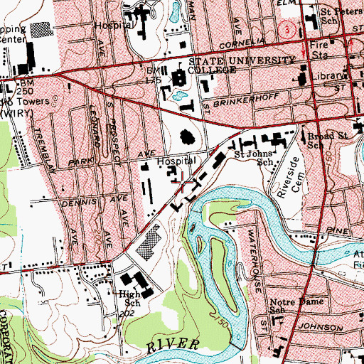 Topographic Map of Champlain Valley Hall, NY