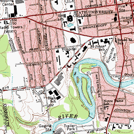 Topographic Map of Hood Hall, NY
