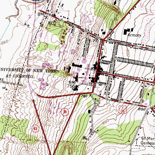Topographic Map of James B Welles Hall, NY