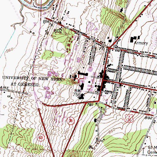 Topographic Map of Bertha Paine Fraser Hall, NY