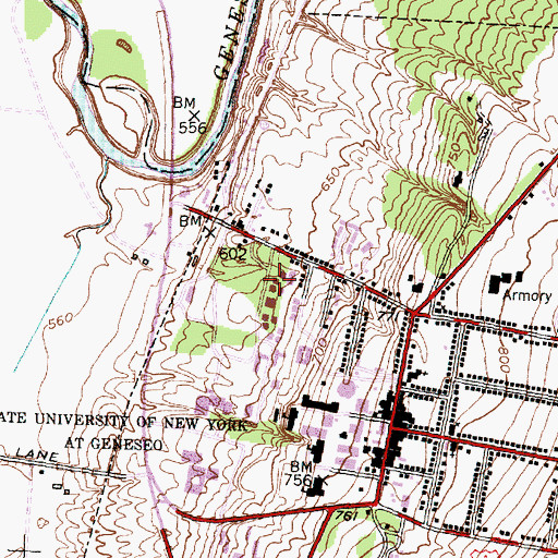 Topographic Map of Genesee Residence Hall, NY