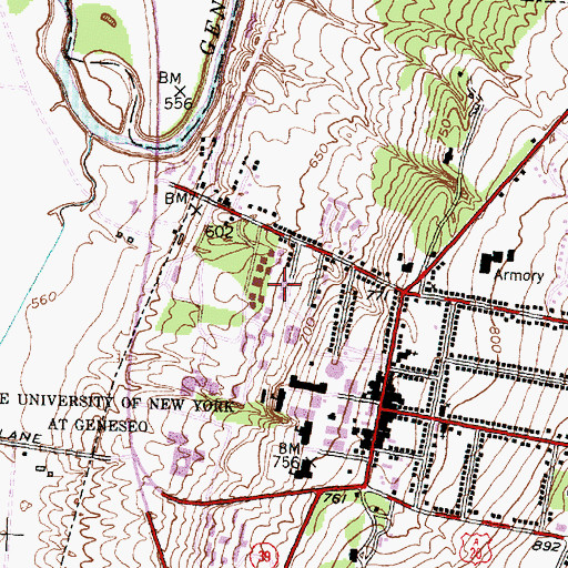 Topographic Map of Erie Residence Hall, NY