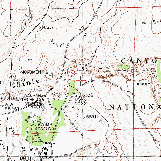 Topographic Map of Canyon de Chelly, AZ