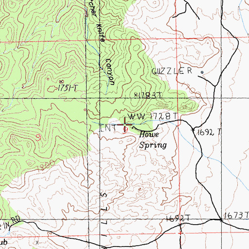 Topographic Map of Howe Spring, CA