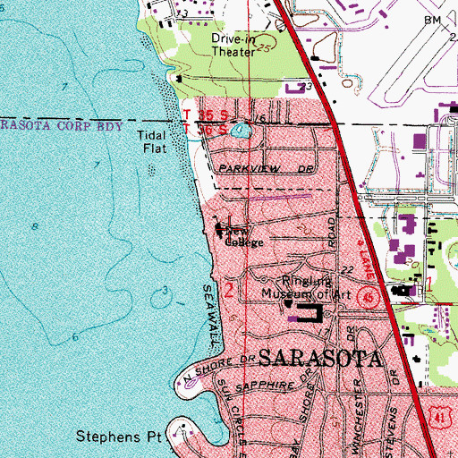 Topographic Map of Florida Gulf Coast University, FL