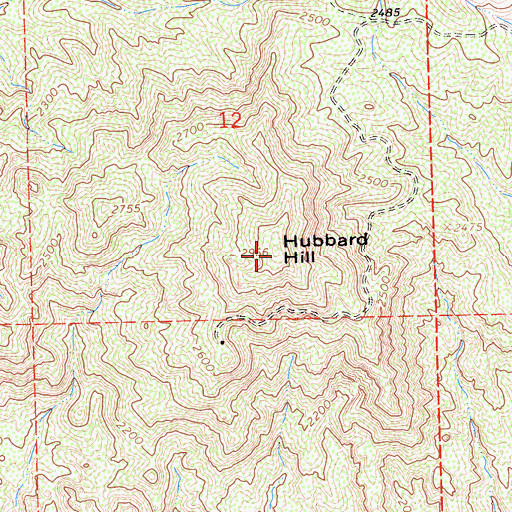 Topographic Map of Hubbard Hill, CA