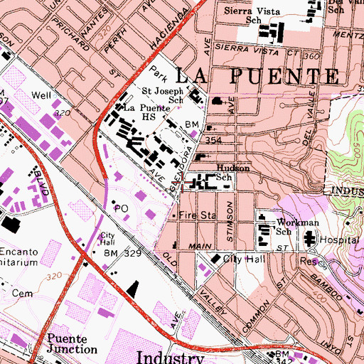 Topographic Map of Hudson School, CA