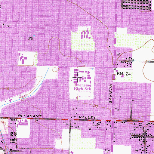 Topographic Map of Hueneme High School, CA